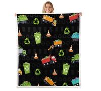 kaslhsQ Coperta pelosa per camion della spazzatura da 101,2 x 127,2 cm, per ragazzi e ragazze, per bambini e bambini, in pile, per la gestione dei rifiuti, classificazione dei rifiuti, coperta