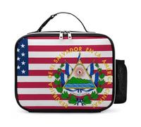 kaslhsQ El Sal-vador Flag & U.S. Lunch Bag Isolato PU Bento Box Tote Bag Lunch Bag per Donne Uomini Lavoro Picnic