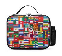 kaslhsQ Flags of The World Borsa per il pranzo isolata PU Bento Box Tote Bags Borsa per il pranzo per donne uomini Lavoro Picnic