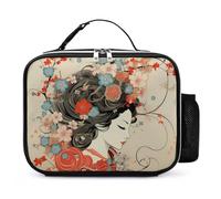 kaslhsQ Geisha - Borsa termica per il pranzo, in poliuretano, con motivo floreale, per donne e uomini, per lavoro, picnic