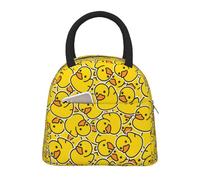 kaslhsQ Simpatica borsa per il pranzo con paperelle in gomma, grande, motivo paperella in stile cartone animato, riutilizzabile, per donne e uomini, ufficio, lavoro, picnic, 10 l