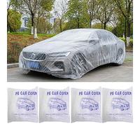 Kasmole 4 Pezzi Copriauto Telo per Auto Copertura Impermeabile Universale Monouso Plastica Trasparente USA E Getta Universale Copriauto Pioggia Polvere Copertura del Garage Deposito Temporaneo