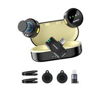 KASOHQEE Microfono lavalier wireless per iPhone 16/15/14/13, iPad e Android, mini microfono magnetico a clip con custodia di ricarica, 30 ore di riproduzione, microfono lavalier plug-play per Vlog