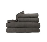 Kassatex hammam Towel set, Set of 6, Charcoal, hand: 18x28", wash: 13x13",bath: 30x54"
