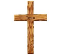 KASSIS Croce personalizzata da parete in legno d'ulivo, semplice 16 cm - Crocifisso di Betlemme fatto a mano - Regalo per cresima, comunione e battesimo - Decorazione religiosa cristiana per la casa