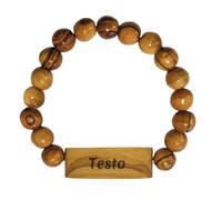 Kassis Geschenkartikel Bracciale personalizzato in legno d'olivo con incisione - Gioiello artigianale da Betlemme - Piccolo (⌀ 6 cm)