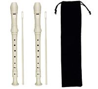 Kasteco Confezione da 2 flauto dolce soprano soprano tedesco a 8 fori con asta di pulizia, custodia nera (bianco avorio)