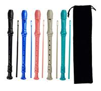 Kasteco Flauto dolce soprano soprano in stile tedesco, 8 fori, 3 pezzi, con asta di pulizia, custodia nera, materiale ABS (nero, blu, rosa, bianco avorio, verde)