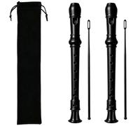 Kasteco Flauto dolce soprano soprano in stile tedesco a 8 fori, 3 pezzi, con asta di pulizia, custodia nera, materiale ABS (nero)