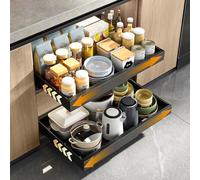 KASTEWILL Cassetto telescopico, organizer da cucina, estraibile, nero, 31-52 cm (larghezza x profondità x 4 cm)