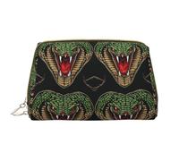 kastiong Beauty case portatile in pelle da donna, organizer per cosmetici da viaggio, grande a forma di cuore con teste di cobra stampate