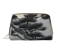 kastiong Beauty case portatile in pelle da donna, organizer per cosmetici da viaggio, grande albero di pino con stampa sotto la luna