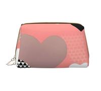 kastiong Beauty case portatile in pelle da donna, organizer per cosmetici da viaggio, grande astuccio per trucchi con stampa amore per San Valentino, bianco, taglia unica, Art Deco, bianco, taglia