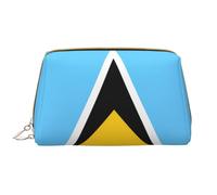 kastiong Beauty case portatile in pelle da donna, organizer per cosmetici da viaggio, grande borsa per il trucco con stampa bandiera di Santa Lucia