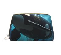 kastiong Beauty case portatile in pelle da donna, organizer per cosmetici da viaggio, grande borsa per il trucco con stampa di orche assassine