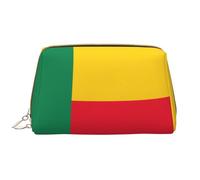 kastiong Beauty case portatile in pelle da donna, organizer per cosmetici da viaggio, grande borsa per il trucco con stampa bandiera del Benin