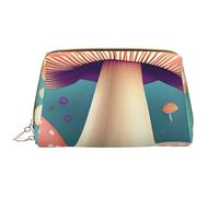 kastiong Beauty case portatile in pelle da donna, organizer per cosmetici da viaggio, grande e grazioso astuccio per il trucco con stampa di funghi