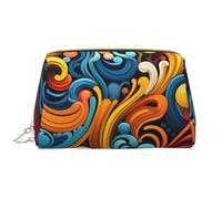 kastiong Beauty case portatile in pelle da donna, organizer per cosmetici da viaggio, grandi strisce multicolori con stampa a righe