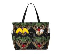 kastiong Borsa a tracolla da spiaggia con stampa a forma di cuore Cobra Head 28L, borsa a tracolla da viaggio impermeabile con 7 tasche, borsa a tracolla oversize da palestra