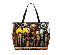 kastiong Primitive Totem Print 28L Large Beach Tote Bag, 7 Tasche Impermeabile Borsa a Tracolla Viaggio Borsa Tote Gym Oversize