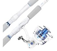 KastKing Centron Lite - Canna da pesca e mulinello combinata, spinning, 2,1 m 15,2 cm, medio pesante, mulinello 4000, bianco