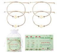 Kasyat 4 Set Bracciale Portafortuna a Braccialetto Portafortuna per Donne e Ragazze Braccialetto a Regolabile per Compleanno Regalo di Natale(Trifoglio)