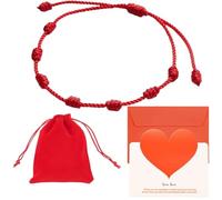 KATALE Bracciale Nodi Rosso Originale Contro il Male Occhio e Protezione Energia Negativa. Braccialetto per la buona fortuna per donna, uomo, amiche, coppie. Bracciale filo rosso fatto a mano.