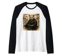 Katana - Kimono da Guerriero Samurai Maiale, Stile Zen Sumi-E, Vintage Maglia con Maniche Raglan