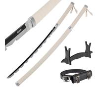 Katana Legno 77 cm con Cintura e Supporto - Damon Slayer Spada Ninja per Cosplay Anime e Costume Carnevale - Catana Giapponese Wakizashi Decorativo - Katane Giapponesi in Bambù (Non Affilata)