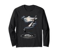 Katana Samurai Inchiostro Pennello Monte Fuji Zen Giappone Maglia a Manica