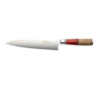Katana Saya Elements Coltello Gyuto da 20 cm, rosso vulcanico - Acciaio Damasco VG-10 ad alto tenore di carbonio - estrema resistenza e affilatura - Manico in legno d'ulivo e resina