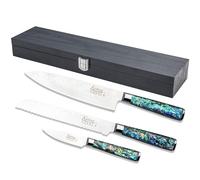 Katana Saya Pearl Set di 3 coltelli da cucina, acciaio inossidabile giapponese VG-10 Damasco a 67 strati, manico in acrilico con motivo abalone, coltello da cucina