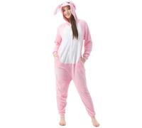 Katara 1744 - Costume Animale Pigiama intero Kigurumi Carnevale, Coniglio Rosa - Taglia S
