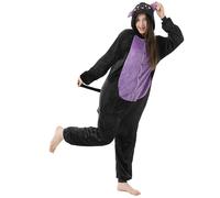 Katara 1744 Kigurumi Pigiama Onesie Costume Animale Carnevale Party Festa Cosplay Monopezzo, Gatto Nero - Taglia XL