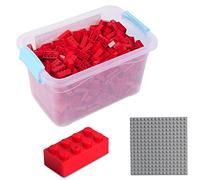 Katara 1827 - Set 520 Mattoncini 4x2 Base Scatola Compatibile Lego, Sluban, Papimax, Q-Bricks - Rosso