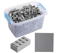 Katara Blocchi da Costruzione - 520 Pezzi, compatibili con Tutti Gli Altri produttori - Compresi Scatola e Piastra di Base, Grigio Chiaro