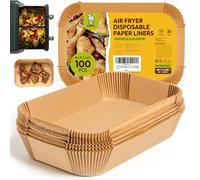 Katbite 100 pezzi di carta da forno per friggitrice ad aria calda, 20 x 14 cm, linea Airfryer compatibile con Ninja Dual/Double Stack, Ninja AF300EU AF400EU,COSORI,Philips, Cecotec Airfryer
