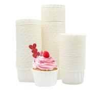 katbite Pirottini di carta per muffin, 150 pezzi, per matrimoni, compleanni, feste, bicchieri usa e getta, colore bianco