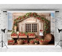 Kate 2.2x1.5m Sfondi per cabine di fragole Fattoria di legno muro sfondo Fattoria fragola bianco recinto scenario sfondo Foto Studio Prop