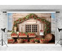 Kate 3x2m Sfondi per cabine di fragole Fattoria di legno muro sfondo Fattoria fragola bianco recinto scenario sfondo Foto Studio Prop