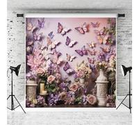 Kate 3x3m Purple Butterfly Flowers Birthday Backdrop Wonderland Princess Fairy Flower Background per Baby Girls Women Holiday Party Decor Photo Studio Supplies