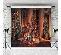 Kate 3x3m Sfondi natalizi per la fotografia Albero di Natale Sfondi fotografici Telo bianco Tenda di sfondo Natale Decorazione caminetto Sfondo