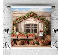 Kate 3x3m Sfondi per cabine di fragole Fattoria di legno muro sfondo Fattoria fragola bianco recinto scenario sfondo Foto Studio Prop