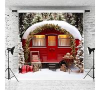 Kate 3x3m Sfondo fotografico natalizio Rosso Auto Regalo Albero di Natale Festival Celebrazione Fotografia Sfondo Famiglia Festeggiamenti Decor Ritratto Foto Studio Puntelli