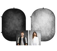 Kate 5×7ft(1.5×2m) Riunione online di Gray Fold Double Sided Background Sfondo disegnato a mano Pieghevole Twist Metal Contesto fotografia pieghevole