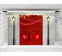 Kate 7x5ft Sfondo a forma di cuore rosso Sfondo di San Valentino Fondali muro di mattoni Sfondo luminoso Fondali in microfibra per oggetti di scena fotografici