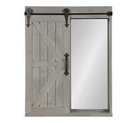 Kate and Laurel Cates - Armadietto decorativo da parete in legno, con specchio rettangolare e porta scorrevole, 22 x 28 cm, grigio rustico, decorazione da parete per casa colonica