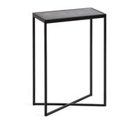 Kate and Laurel Jaspur - Tavolino moderno e sottile, 40,6 x 20,3 x 61,6 cm, in marmo nero e nero, tavolino decorativo da usare come comodino o salotto