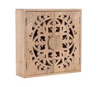 Kate and Laurel Saanvi - Armadietto da parete tradizionale in legno intagliato, 20 x 6 x 20 cm, colore naturale chiaro, dimensionale sopra il WC, per riporre ed esporre il bagno