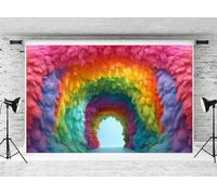 Kate Arcobaleno Fondale per studio fotografico 10x8ft/3 * 2.5 m Ritratto Puntelli Decorazioni per feste di compleanno per bambini Fondali colorati ad arco con nuvole Baby Shower Sfondo fotografico